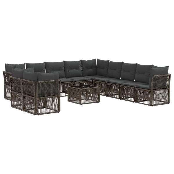 Gartensofa-set 12 Stk. Grau Poly-Rattan