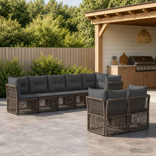 ARDEBO.de - Gartensofa-set 8 stk. Grau Poly-Rattan