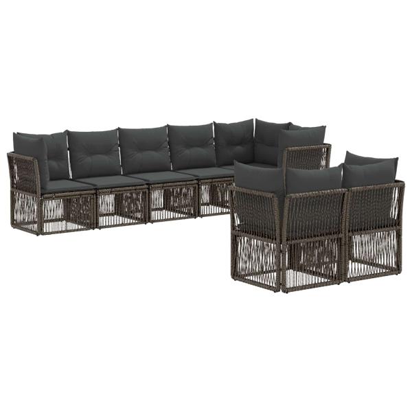 Gartensofa-set 8 stk. Grau Poly-Rattan