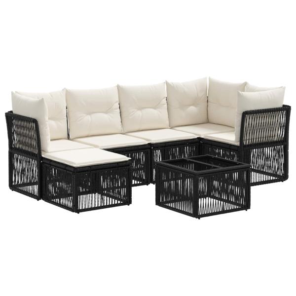 Gartensofa-set 7 stk. Schwarz Poly-Rattan