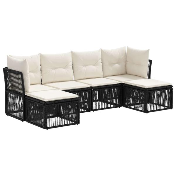 Gartensofa-set 6 stk. Schwarz Poly-Rattan