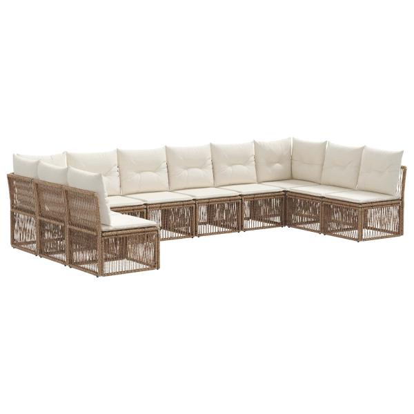 Gartensofa-set 10 stk. Beige Poly-Rattan