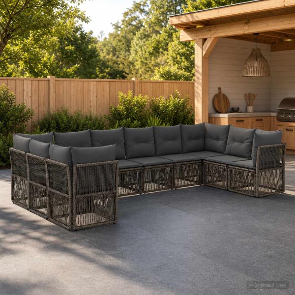 ARDEBO.de - Gartensofa-set 10 Stk. Grau Poly-Rattan