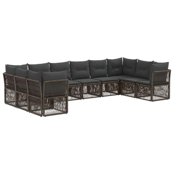 Gartensofa-set 10 Stk. Grau Poly-Rattan