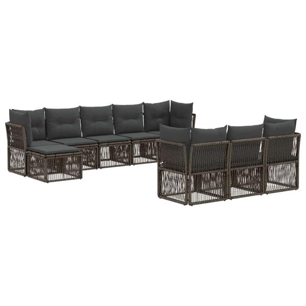 Gartensofa-set 10 stk. Grau Poly-Rattan