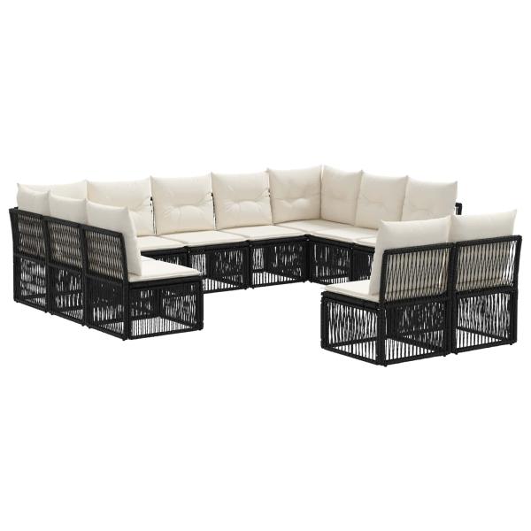 Gartensofa-set 11 Stk. Schwarz Poly-Rattan