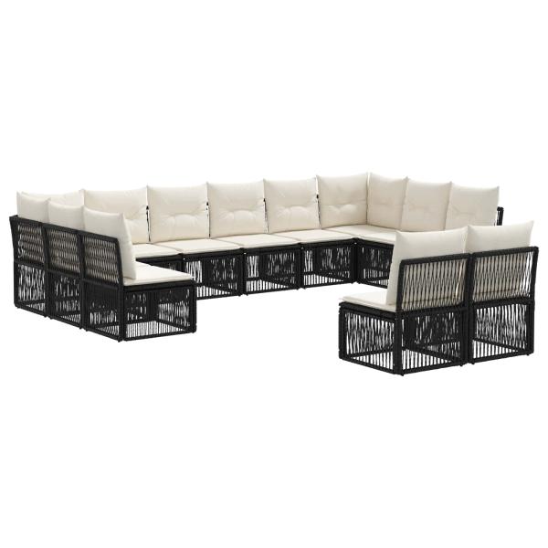 Gartensofa-set 12 stk. Schwarz Poly-Rattan