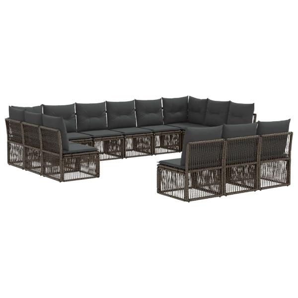 Gartensofa-set 13 stk. Grau Poly-Rattan