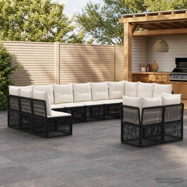 ARDEBO.de - Gartensofa-set 12 stk. Schwarz Poly-Rattan