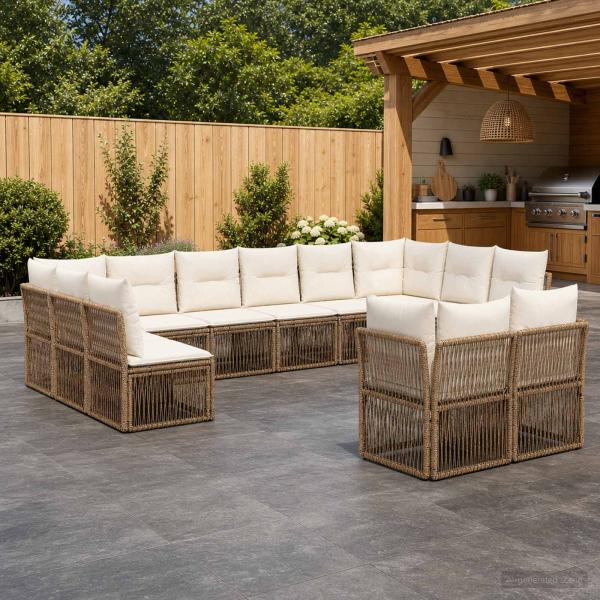 ARDEBO.de - Gartensofa-set 12 stk. Beige Poly-Rattan