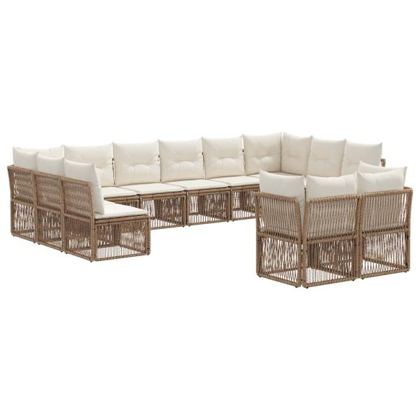 Gartensofa-set 12 stk. Beige Poly-Rattan