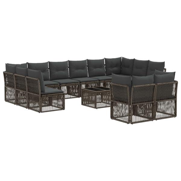 Gartensofa-set 13 Stk. Grau Poly-Rattan