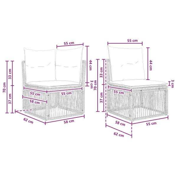 Gartensofa-set 12 Stk. Beige Poly-Rattan