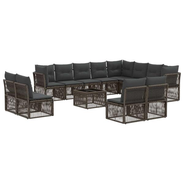 Gartensofa-set 13 stk. Grau Poly-Rattan
