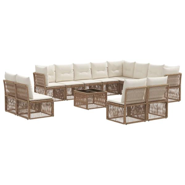 Gartensofa-set 13 Stk. Beige Poly-Rattan