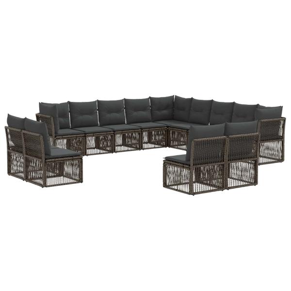 Gartensofa-set 13 stk. Grau Poly-Rattan
