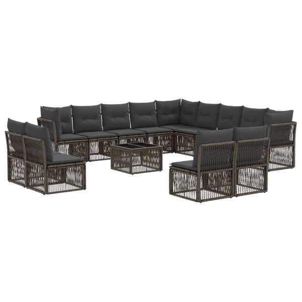 Gartensofa-set 14 stk. Grau Poly-Rattan