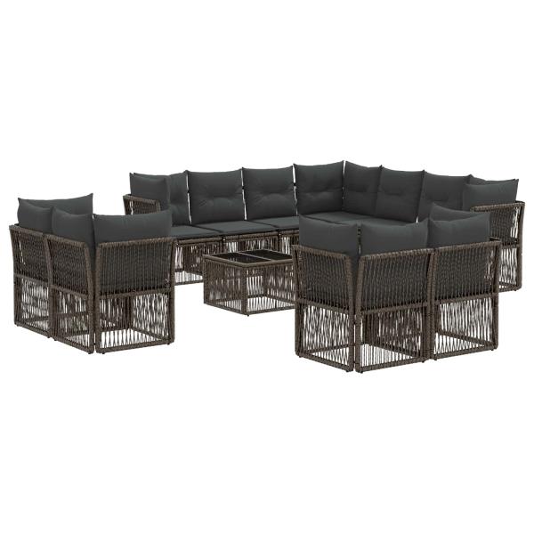 Gartensofa-set 12 stk. Grau Poly-Rattan
