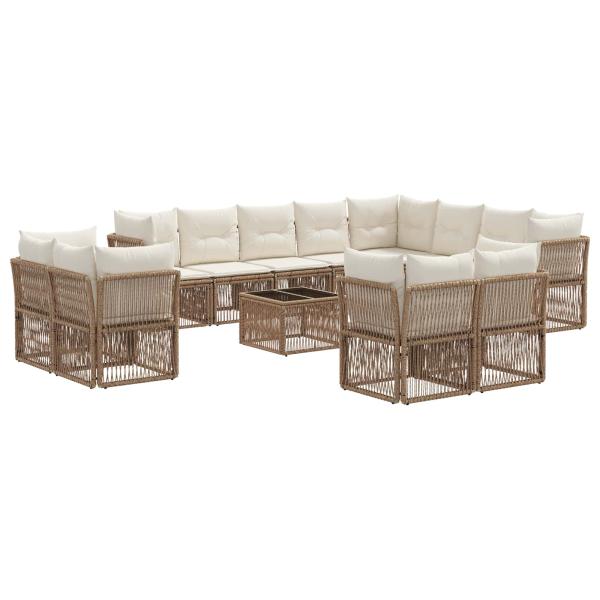 Gartensofa-set 13 Stk. Beige Poly-Rattan