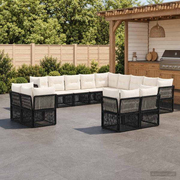 ARDEBO.de - Gartensofa-set 13 stk. Schwarz Poly-Rattan