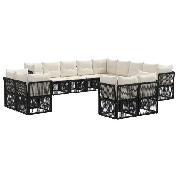 Gartensofa-set 13 stk. Schwarz Poly-Rattan