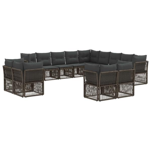 Gartensofa-set 13 stk. Grau Poly-Rattan