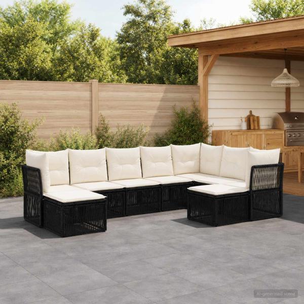 ARDEBO.de - Gartensofa-set 9 stk. Schwarz Poly-Rattan