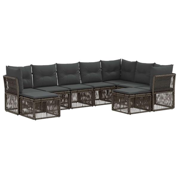 Gartensofa-set 9 stk. Grau Poly-Rattan