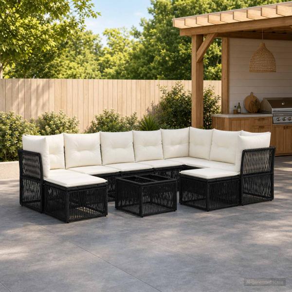ARDEBO.de - Gartensofa-set 10 stk. Schwarz Poly-Rattan