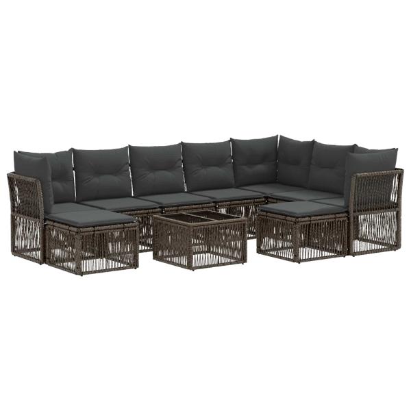 Gartensofa-set 10 stk. Grau Poly-Rattan