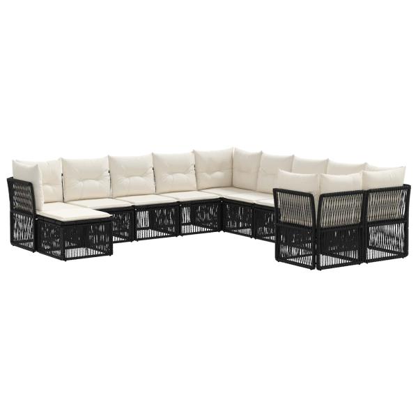Gartensofa-set 11 stk. Schwarz Poly-Rattan