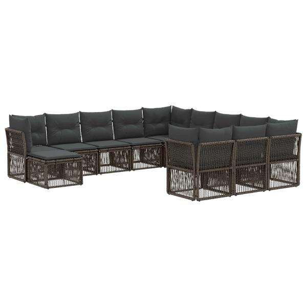 Gartensofa-set 12 stk. Grau Poly-Rattan
