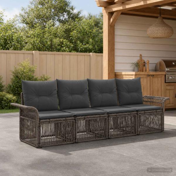 ARDEBO.de - Gartensofa-set 4 stk. Grau Poly-Rattan