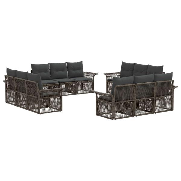 Gartensofa-set 12 Stk. Grau Poly-Rattan