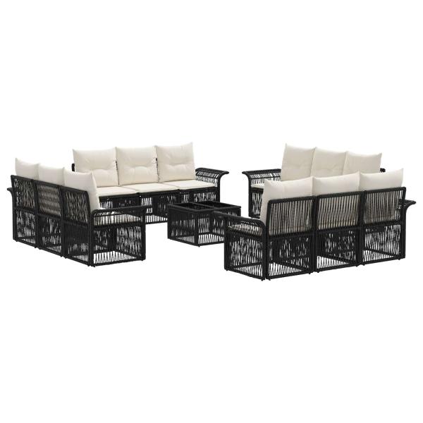 Gartensofa-set 13 stk. Schwarz Poly-Rattan