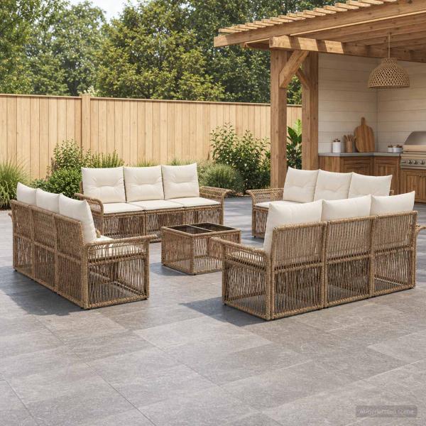 ARDEBO.de - Gartensofa-set 13 stk. Beige Poly-Rattan