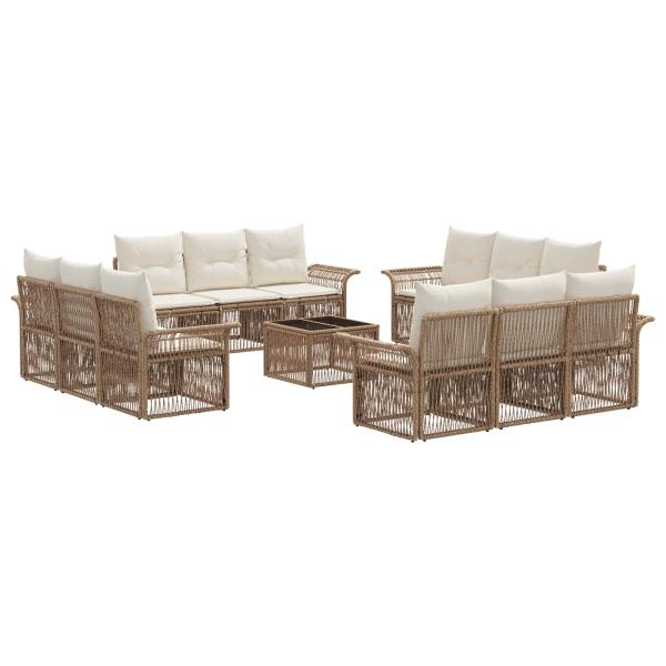 Gartensofa-set 13 stk. Beige Poly-Rattan