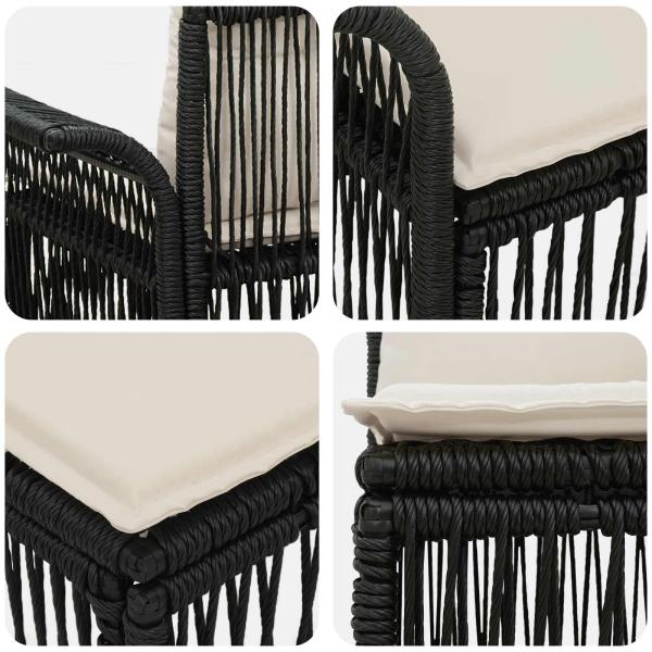 Gartensofa-set 5 stk. Schwarz Poly-Rattan