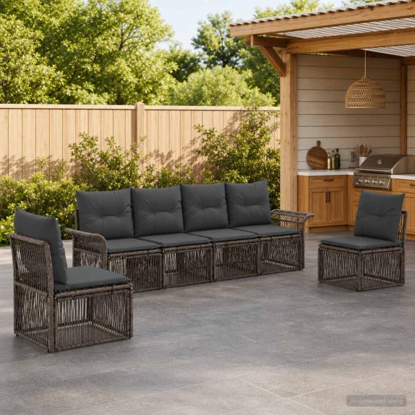ARDEBO.de - Gartensofa-set 6 stk. Grau Poly-Rattan