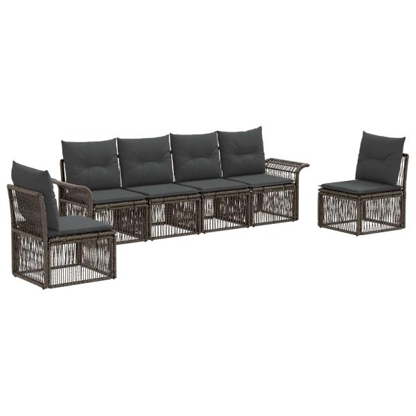 Gartensofa-set 6 stk. Grau Poly-Rattan