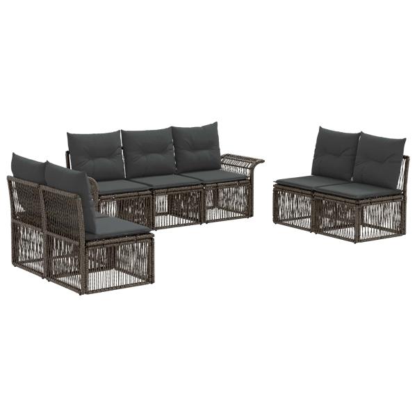 Gartensofa-set 7 stk. Grau Poly-Rattan