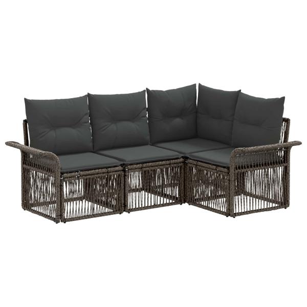 Gartensofa-set 4 stk. Grau Poly-Rattan