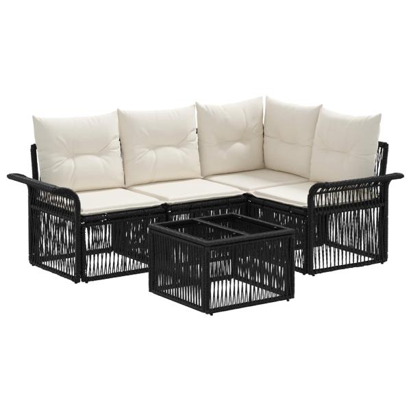 Gartensofa-set 5 stk. Schwarz Poly-Rattan