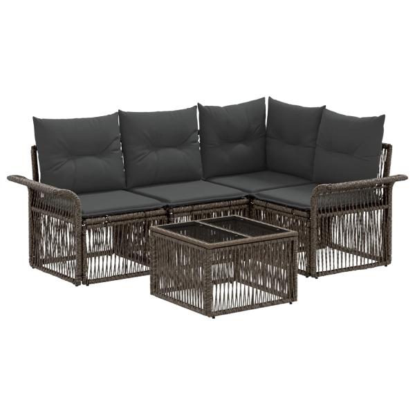 Gartensofa-set 5 stk. Grau Poly-Rattan