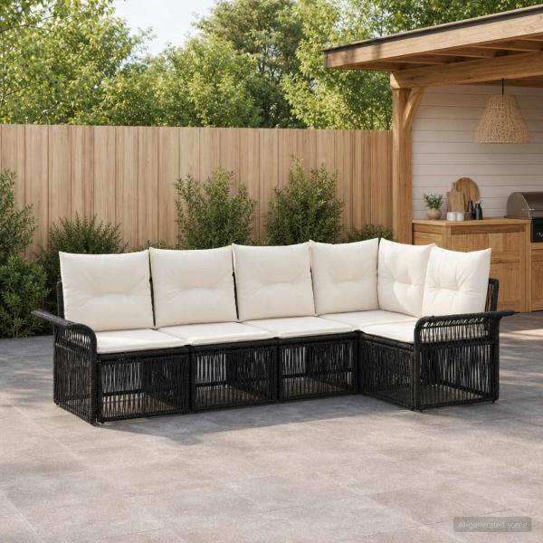ARDEBO.de - Gartensofa-set 5 stk. Schwarz Poly-Rattan