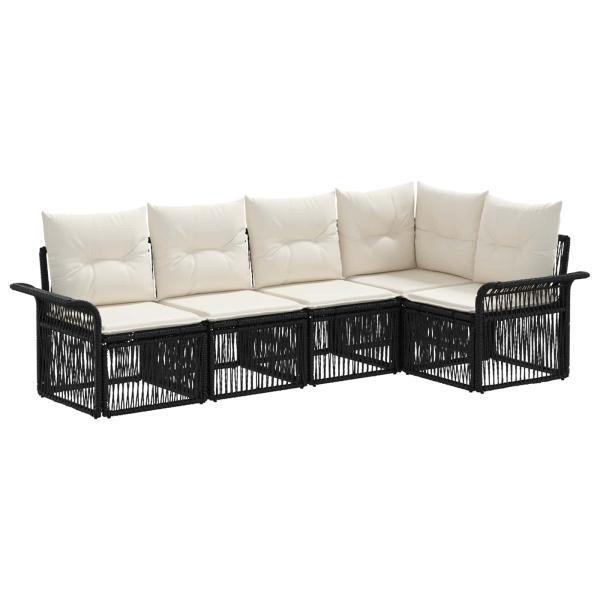 Gartensofa-set 5 stk. Schwarz Poly-Rattan