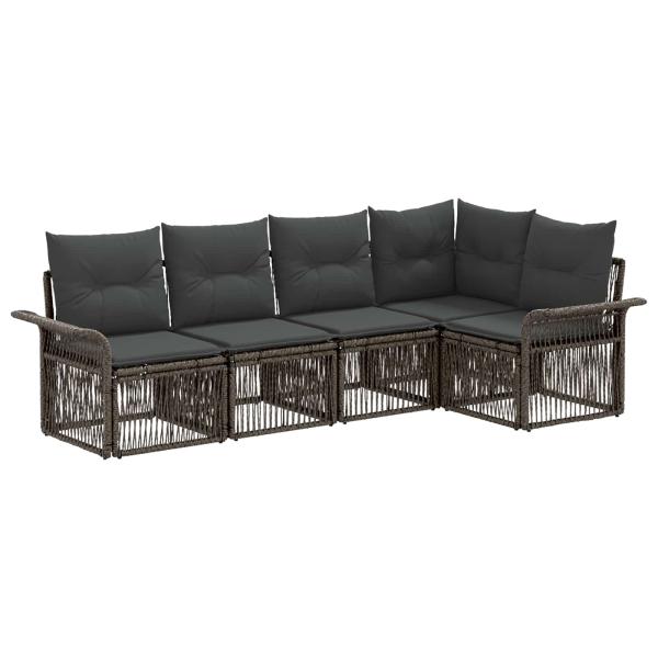 Gartensofa-set 5 stk. 5-Sitzer Grau Poly-Rattan