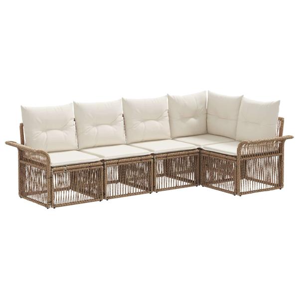 Gartensofa-set 5 stk. Beige Poly-Rattan