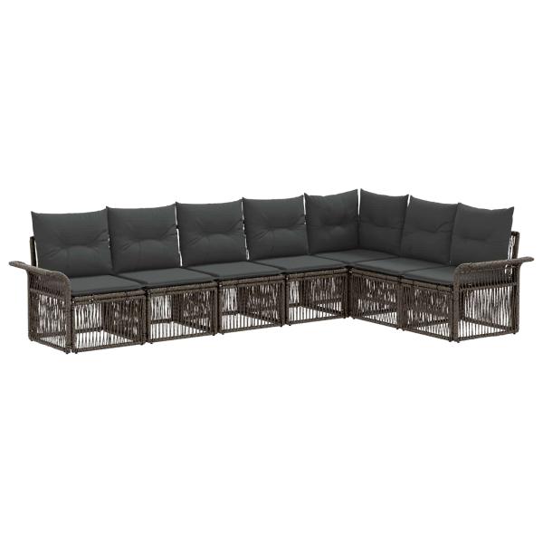 Gartensofa-set 7 stk. Grau Poly-Rattan