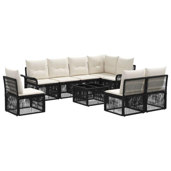 Gartensofa-set 9 stk. Schwarz Poly-Rattan